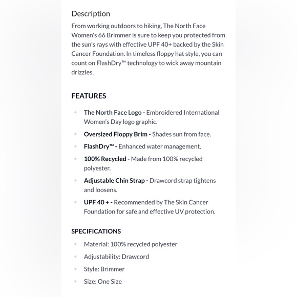 NWT The North Face International Women’s Day Recycled Brimmer Hat - Picture 4 of 4